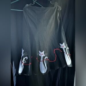 Black Cat Embroidered Skirt